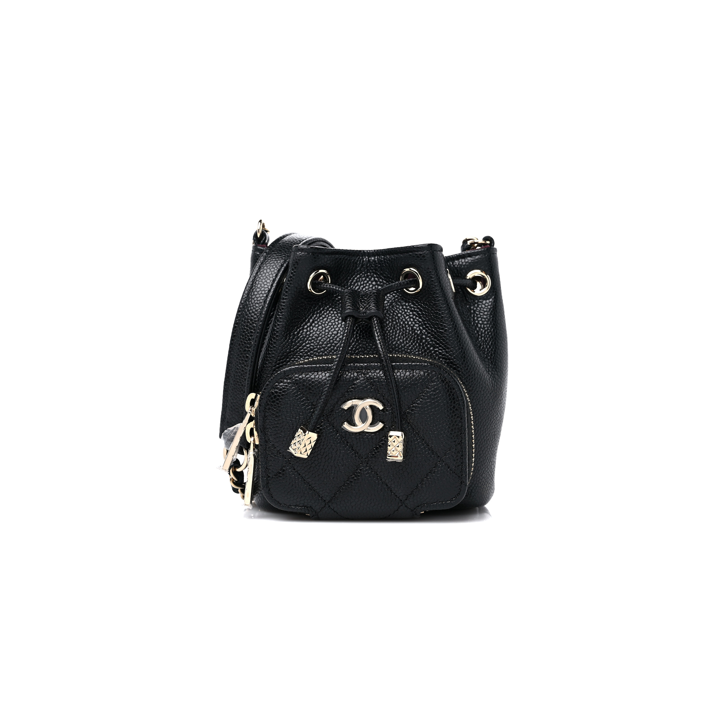 Ch*el caviar quilted mini cc pocket bucket bag black ap2913 (11*10*4cm)